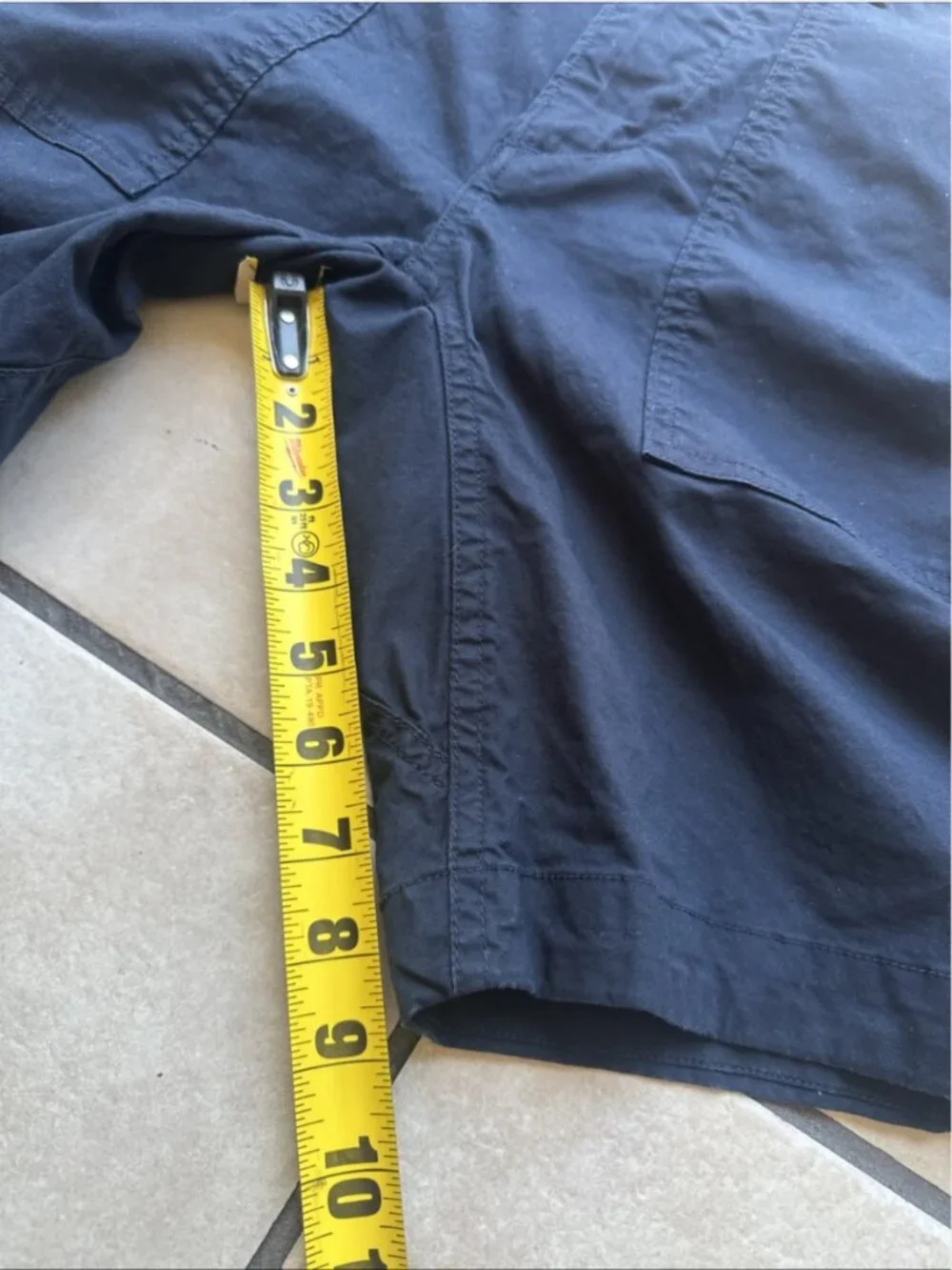 Relwen Mens Navy Blue Chino Shorts Size 34 Utility Panel Stretch Cotton 121082